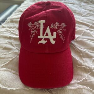 Red LA Embroidered Cap